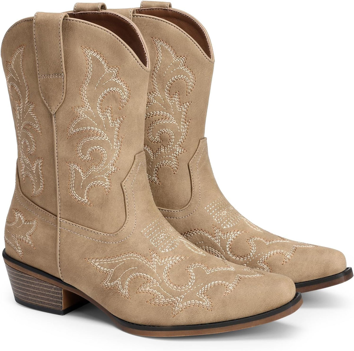 DREAM PAIRS Women's Cowboy Cowgirl Western Ankle Boots