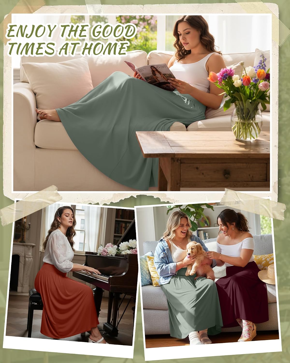 Ficerd 3 Pack Women Plus Size Skirts with Pockets