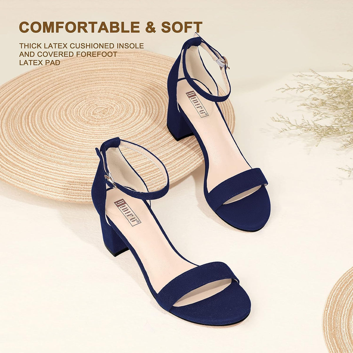 IDIFU Women's Cookie-LO Low Block Heels Chunky Sandals Ankle Strap Wedding Dress Pump Shoes