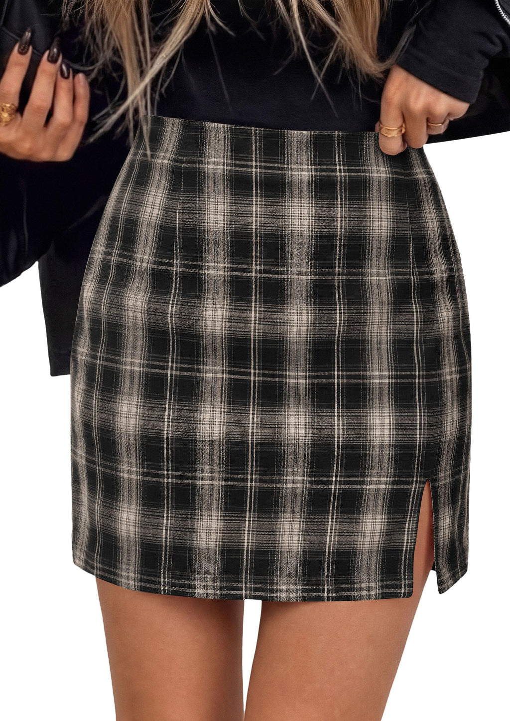 PRETTYGARDEN Women's Plaid Mini Pencil Skirt Trendy Fall Going Out Bottoms