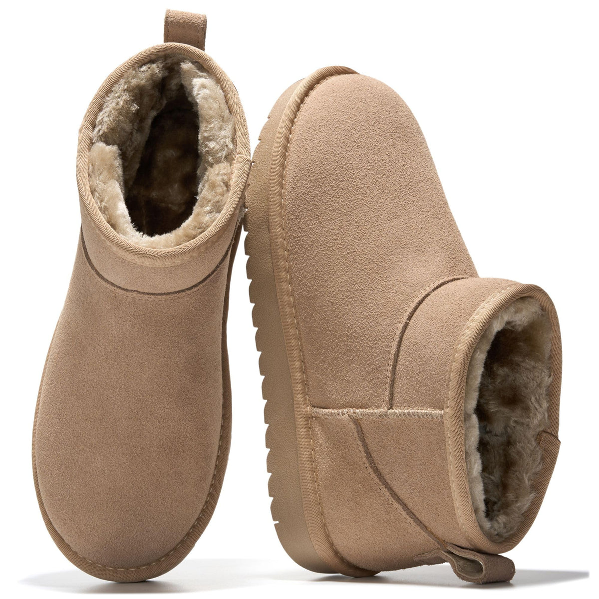 100% Genuine Leather Womens Boots Fur-Lined Booties Ankle Boots for Women