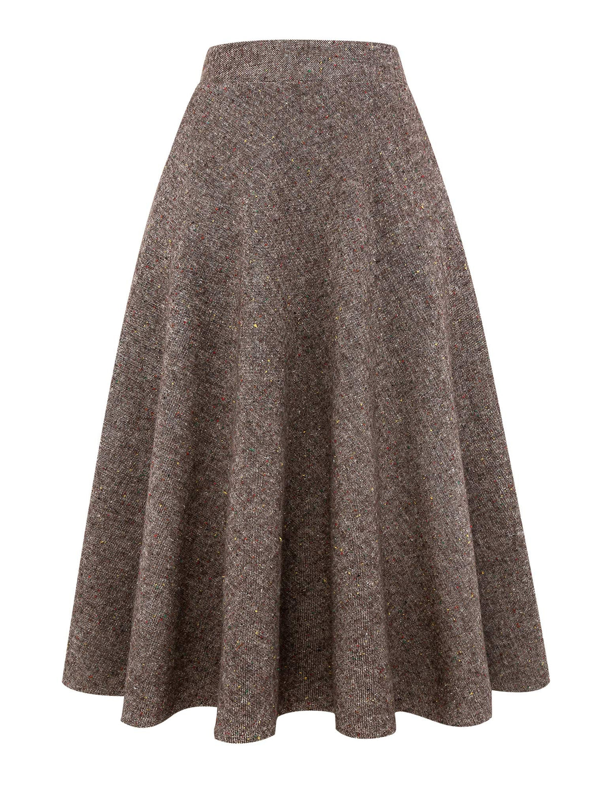 IDEALSANXUN Womens Plaid Wool Skirts Elastic Waist A-Line Pleated Tartan Long Skirts