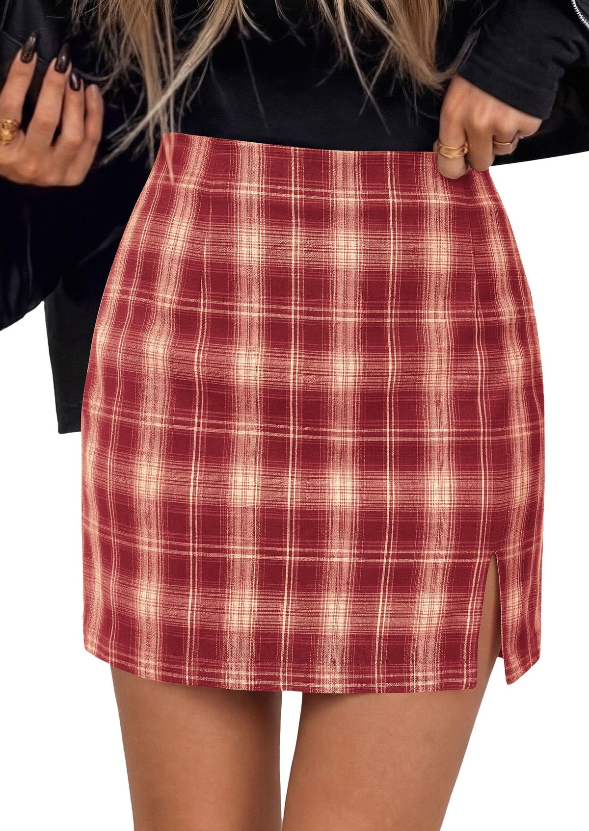 PRETTYGARDEN Women's Plaid Mini Pencil Skirt Trendy Fall Going Out Bottoms