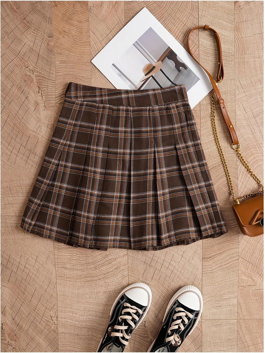 SweatyRocks Women's Y2K Plaid Pleated Skirt A Line High Waist Mini Skirt