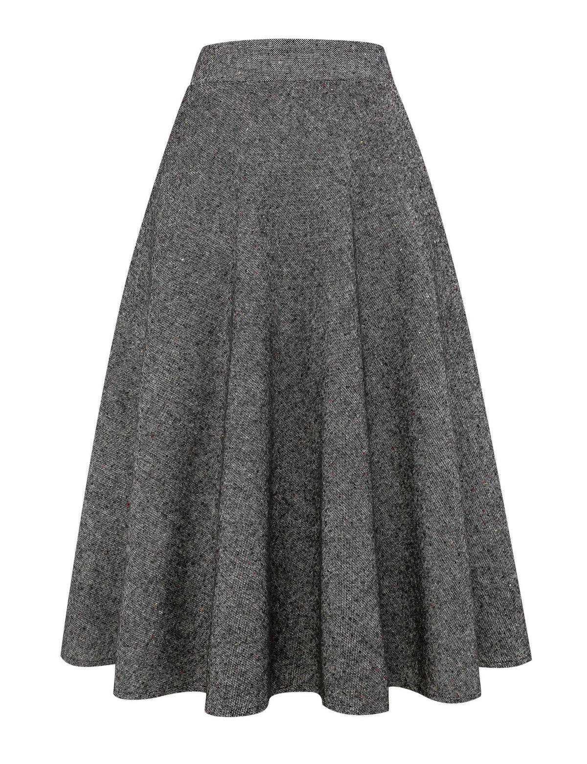 IDEALSANXUN Womens Plaid Wool Skirts Elastic Waist A-Line Pleated Tartan Long Skirts